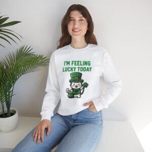 St. Patrick's Day Cute Crewneck Sweatshirt, Unisex Green Irish Shamrock Jumper,